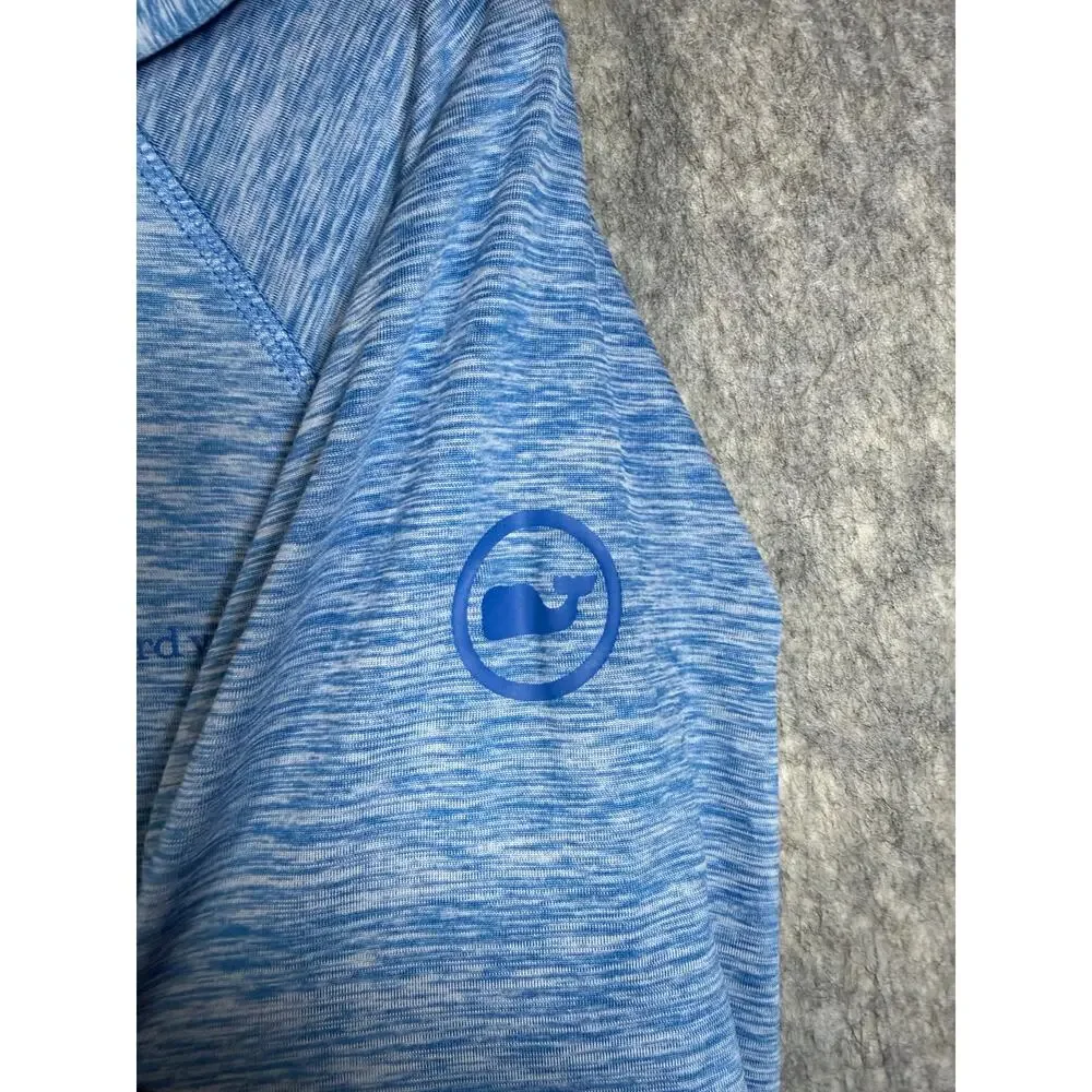 Vineyard Vines Performance Heathered Blue Lightweight Medium Pullover Hoodie
